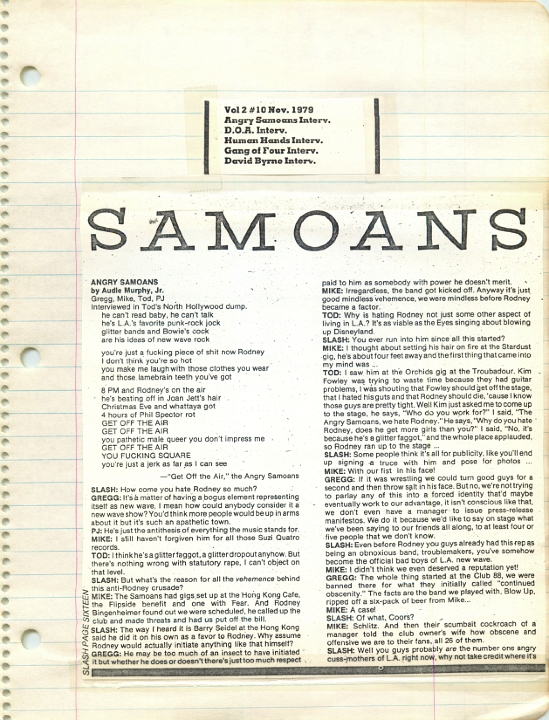 ANGRY SAMOANS Metal Mike Scrapbook 1979 – 07-29-1979 – 12-27-1979 – Harlan Hollander then P.J. Galligan on Lead Guitar Page 10